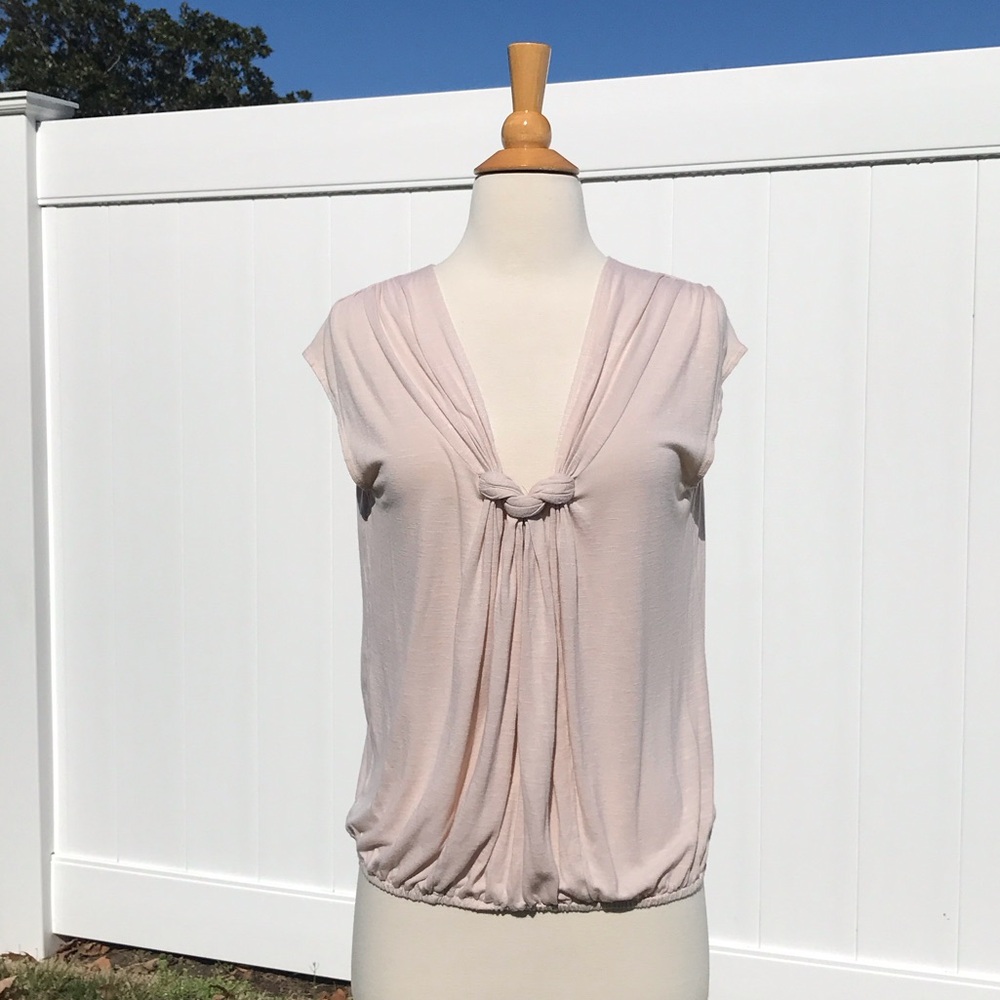 Max Edition Cream Cap Sleeve Twist Front Neckline Elastic Waist Size Medium